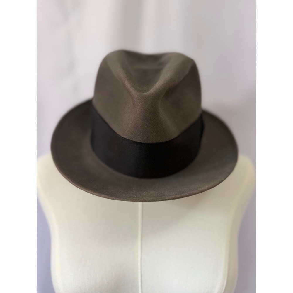 Vintage Byer-Rolnick Norton Ditto Houston Taupe Felt Fedora Black Ribbon Band‎